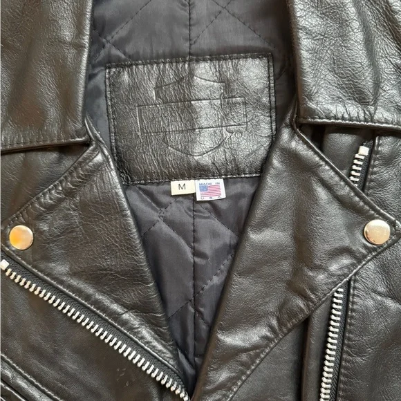 🦃Vintage Women’s Black Leather Harley-Davidson Motorcycle Medium Jacket